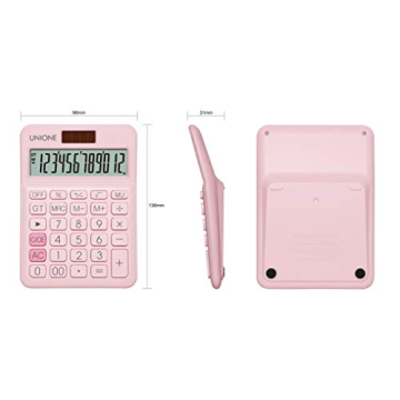 UNIONE Pink Retro Calculator Dual Power Bright LCD