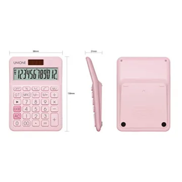 UNIONE Pink Retro Calculator Dual Power Bright LCD