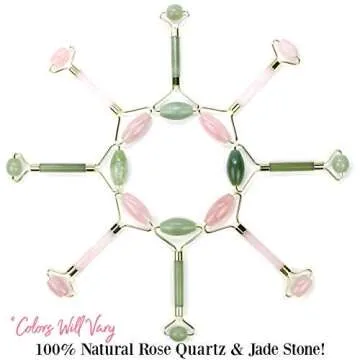 Miss Pettigrew Luxury 2-in-1 Jade Roller “The Mermaid” and Rose Quartz Roller “The Unicorn” Set - Anti-Aging Facial Rollers and Beauty Tools For Face and Neck - 100% Natural Jade Stone and Rose Quartz