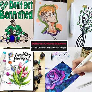 Caliart 51 Colors Brush & Fine Alcohol Markers for Adult Coloring Book, Dual Tip Artist Sketch Art Markers, Aesthetic Cute Preppy Stuff School Supplies, Pens for Lettering Drawing Cards Planner