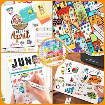 Caliart 51 Colors Brush & Fine Alcohol Markers for Adult Coloring Book, Dual Tip Artist Sketch Art Markers, Aesthetic Cute Preppy Stuff School Supplies, Pens for Lettering Drawing Cards Planner