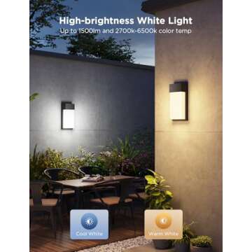 Govee Outdoor Wall Light, 1500LM Smart RGBIC Porch Lights Outdoor with 45 Scene Modes, IP65 Waterproof for Outdoor Decor, DIY Lighting Effects, Works with Alexa, Google Assistant and Matter, 2 Pack
