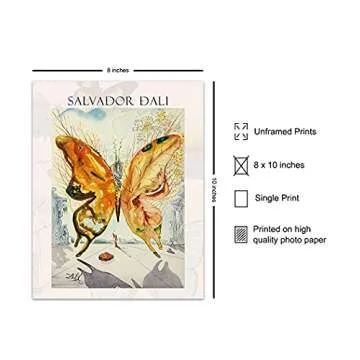 Salvador Dali Butterfly Wall Art - Unique 8x10 Print for Home or Office