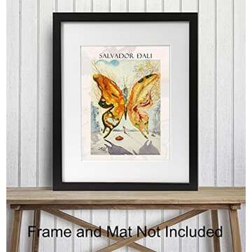 Salvador Dali Wall Art Print - Surreal Butterfly Decor