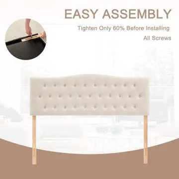 Huatean Tufted Upholstered Queen Headboard - Adjustable & Stylish