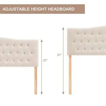 Huatean Tufted Upholstered Queen Headboard - Adjustable & Stylish