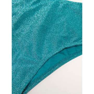 CUPSHE Bikini Sets for Women Bathing Suit High Waisted V Neck Back Hook Adjustable Spaghetti Straps,M Blue