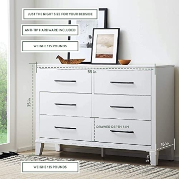 Edenbrook Six Drawer Dresser - Modern Easy Assembly