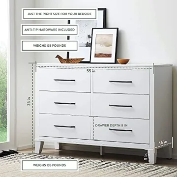 Edenbrook Six Drawer Dresser - Modern Easy Assembly