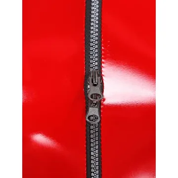 Shiny PVC Leather Mock Neck Bodysuit for Nightlife