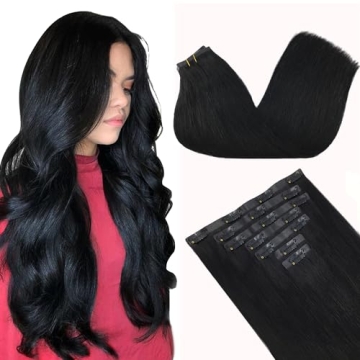 GOO GOO Clip in Hair Extensions Real Human Hair, Remy Human Hair Extensions Clip ins for Women, Natu...