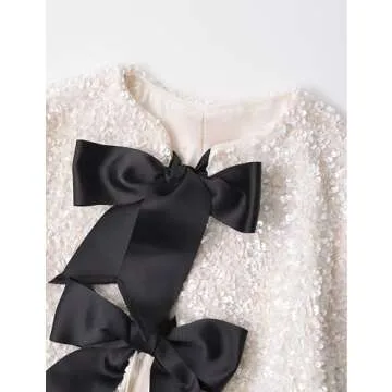 HYLLGUD Tie-Front Sequined Jacket for Party & Concert