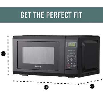 Farberware Compact Countertop Microwave Oven 0.7 Cu. Ft. 700-Watt with LED Lighting, Child Lock, Easy Clean Grey Interior, Retro Black
