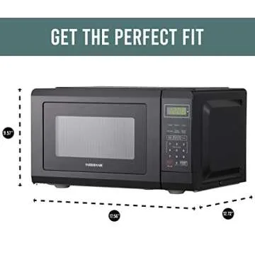 Farberware Compact Countertop Microwave Oven 0.7 Cu. Ft. 700-Watt with LED Lighting, Child Lock, Easy Clean Grey Interior, Retro Black