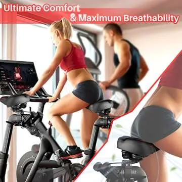 Oversized Bike Seat for Peloton Bike & Bike+, Wide Bicycle Saddle Replacement Seats Compatible with Peloton Bikes, Exercise or Road Bikes, Seat Cushion for Men & Women, Accessories for Peloton