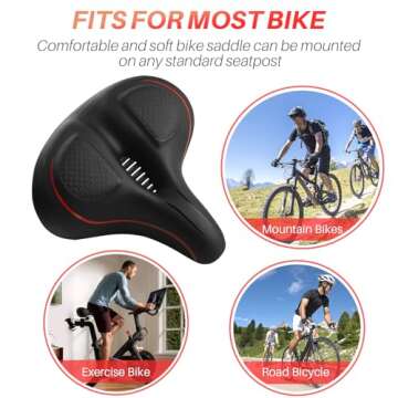 Oversized Bike Seat for Peloton Bike & Bike+, Wide Bicycle Saddle Replacement Seats Compatible with Peloton Bikes, Exercise or Road Bikes, Seat Cushion for Men & Women, Accessories for Peloton