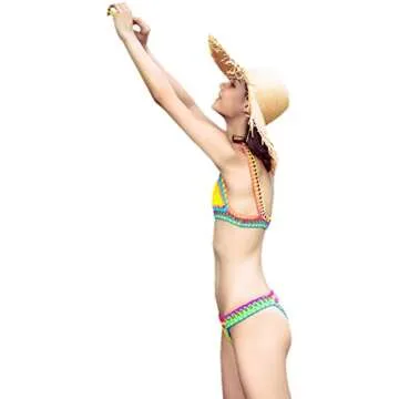 AIBEARTY Women's Hand Crochet Knitted Two Piece Bikini Swimsuit Set 