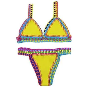 AIBEARTY Crochet Two Piece Bikini Set - Stylish Bohemian Swimwear