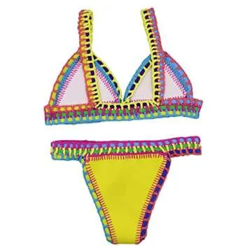 AIBEARTY Crochet Two Piece Bikini Set - Stylish Bohemian Swimwear