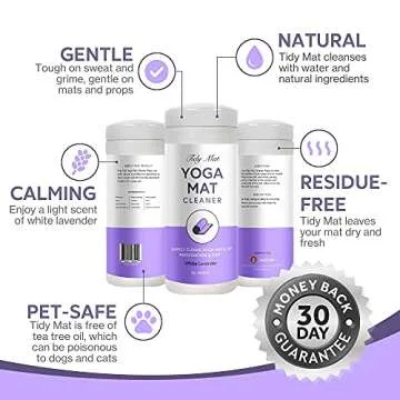 Tidy Mat Yoga Cleaner Wipes – White Lavender Scent, 30 Count