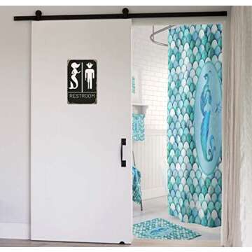 Bestylez Funny Mermaid Pirate Vintage Bathroom Sign Pirate Gifts Nautical Beach Boat Themed Gifts Bathroom Wall Decor 12" * 8" (515)