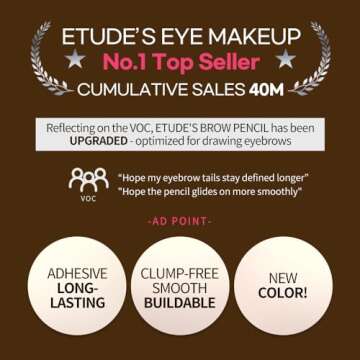 ETUDE Drawing Eye Brow - Gray Brown | Long-Lasting Eyebrow Pencil for Soft Textured Natural Daily Lo...