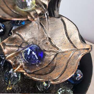 3 Tier Lotus Leaf Tabletop Fountain for Relaxation