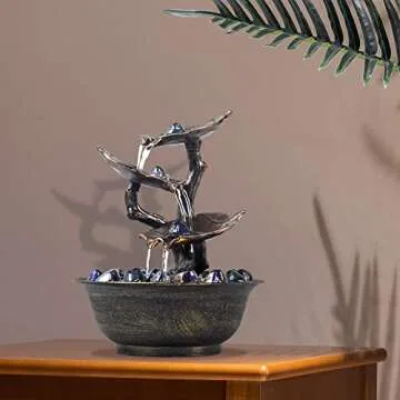 3 Tier Lotus Leaf Tabletop Fountain for Relaxation