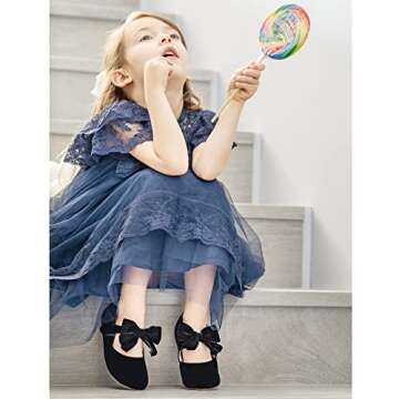 Kiderence Adorable Toddler Ballerina Dress Shoes - Size 7 Black Mary Janes