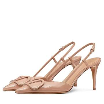BlingQueen Women Heeled Slingback Sandals - Elegant Patent Leather Stiletto Heels