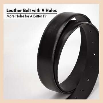 WHIPPY Women's Leather Belts for Jeans Pants Fashion Ladies Belt Gold Buckle Belts for Women, Black, XL