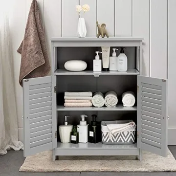 Stylish Tangkula Bathroom Floor Cabinet with Storage