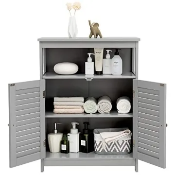 Stylish Tangkula Bathroom Floor Cabinet with Storage