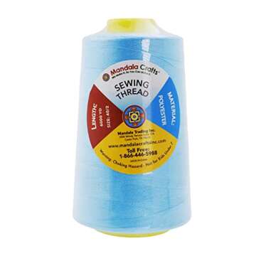Mandala Crafts Light Blue Serger Thread - 24,000 Yds
