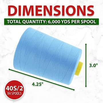 Mandala Crafts Light Blue Serger Thread - 24,000 Yds