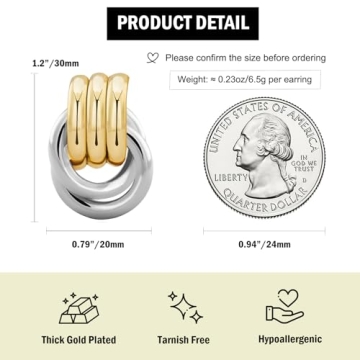 NIXMAX Chunky Gold Silver Knot Earrings - Trendy Jewelry