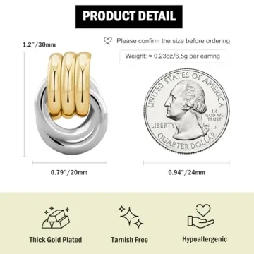 NIXMAX Chunky Gold Silver Knot Earrings - Trendy Jewelry