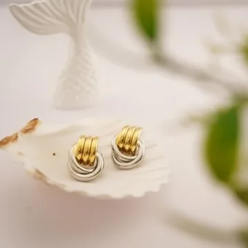 NIXMAX Chunky Gold Silver Knot Earrings - Trendy Jewelry