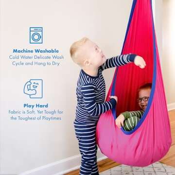 Harkla Sensory Swing - Indoor Pod Swing for Kids - Comes with Rock Climbing Rated Hardware and Soft Nylon Fabric for Calming Effect, Holds Up to 150lb