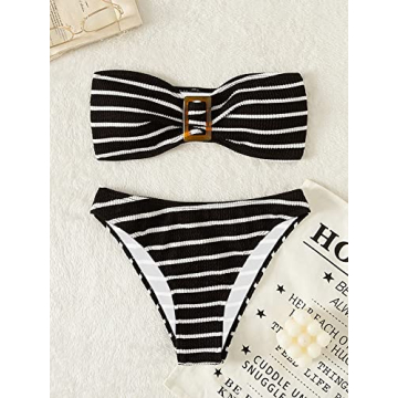 Stylish GORGLITTER Striped Bikini Set for Trendy Women