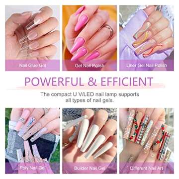 Saviland Mini Nail Lamp - 18W Portable U V LED Lamp for Gel Nails, Mini Gel Nail Lamp U V Light for Nails, Professional Quick-Dry USB Nail Dryer Manicure Curing Lamp for Gel Nail Art Home DIY