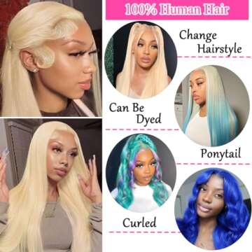 26 Inch 613 Lace Front Wig Human Hair Blonde 13X6 HD Transparent Lace Front Wigs Human Hair 180% Density Blonde Glueless Wigs Human Hair 613 HD Straight Lace Frontal Wigs Human Hair Pre Plucked