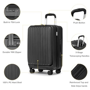 KYME Hardside Carry-On Luggage with Laptop Compartment