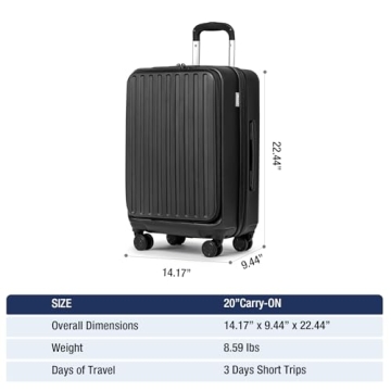 KYME Hardside Carry-On Luggage with Laptop Compartment