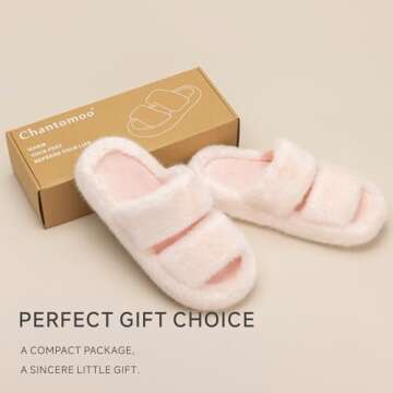 Chantomoo Fuzzy Memory Foam Slippers for Women - Indoor Comfort