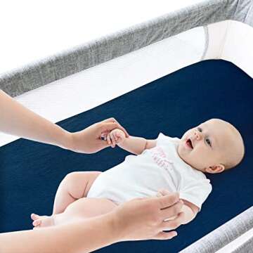 Bassinet Sheets Fit for Pamo Babe Baby Bassinet Bedside Sleeper, AMKE Baby Bassinet and Maydolly Baby Bedside,100% Cotton, 2 Pack, Ultra Soft Bassinet Sheet, Gray and Navy Blue