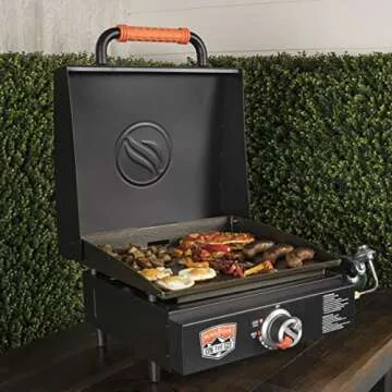 17 Inch Blackstone Griddle with Lid, Nonstick Tabletop Gas Griddle Outdoor with Blackstone Seasoning & Conditioner and Blackstone Gloves Included