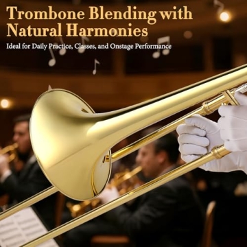 Ktaxon B Flat Tenor Trombone - Premium Brass Bb Instrument for Beginners with Accessories