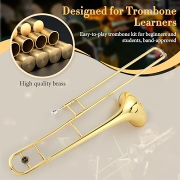 Ktaxon B Flat Tenor Trombone for Beginners - Complete Package