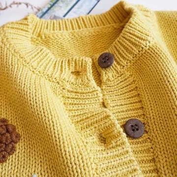 Hand-Knitted Baby Cardigan with Embroidery for Girls 3-4 Years
